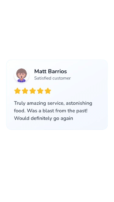Five star review stating quote truly amazing service, astonishing food. Was a blast from the past. Would definitely go again endquote 