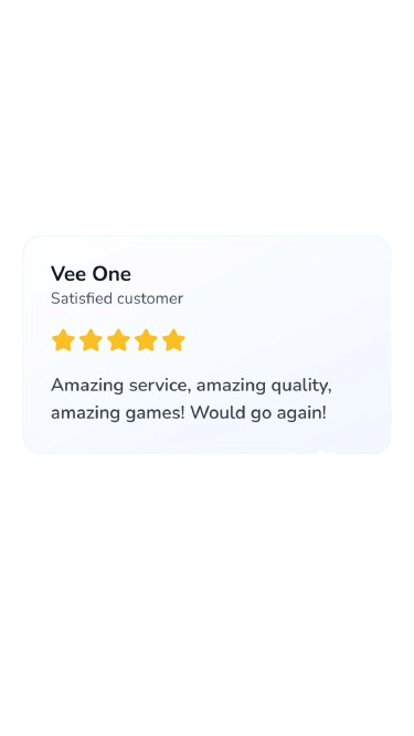 Five star review stating Amazing service, amazing quality, amazing games! Would go again!